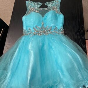 Formal Aqua Dress with Sparkling Details size M prom woman’s knee length